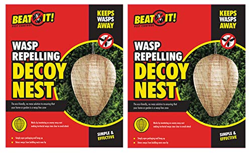 BEAT IT Set of 2 Wasp Repelling Decoy Nests Paper Hanging Deterrent Territorial Insect Protection