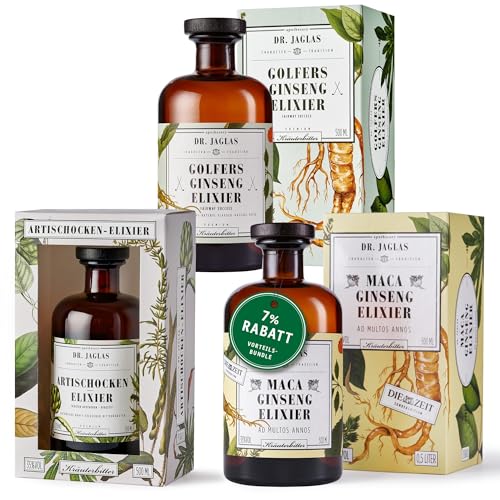 Dr. Jaglas Kräuterlikör Mix 3x 500 ml - Artischocken Elixier, Golfers Ginseng & Maca Ginseng - Kräuterbitter Spirituose...