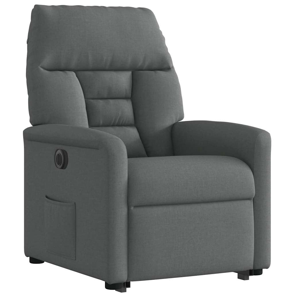 Sillón de relax eléctrico con ayuda para levantarse de tela gris oscuro, ajustable manualmente con ayuda para levantarse y tumbarse, cómodo sillón de televisión con ajuste de asiento,