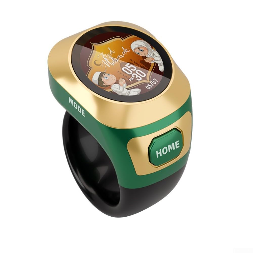 SMZhomeone Contador digital Tasbih con 4 modos de visualización, resistente al agua, recargable tipo C, contador de oración portátil de 18/20/22 mm (verde)