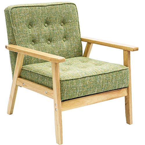 lifesia ソファ カウチ ソファー 1人掛け ファブリック 肘付き 天然木脚 幅64cm 一人暮らし シンプル 北欧 ナチュラル グリーン 170C