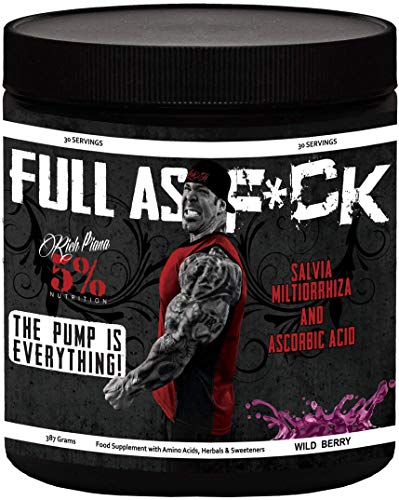 5% Nutrition - Rich Piana Full As F*ck (30 serv) Wild Berry er Pack Zonder aanslag, 387 g