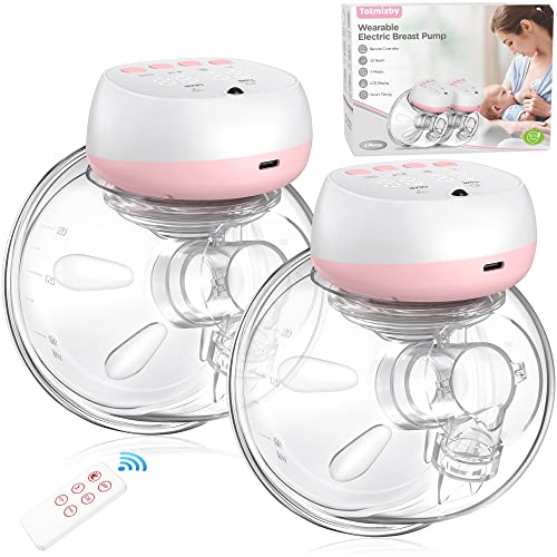 Image of Breast Pump Hands Free, Double Wearable Electric Breast Pump, 2023 Upgraded 12 Levels 3 Modes & Remote, BPA free Leak-Proof Wearable Pumps for Breastfeeding, 1200mAH LCD & Longest Battery Life, Pink
