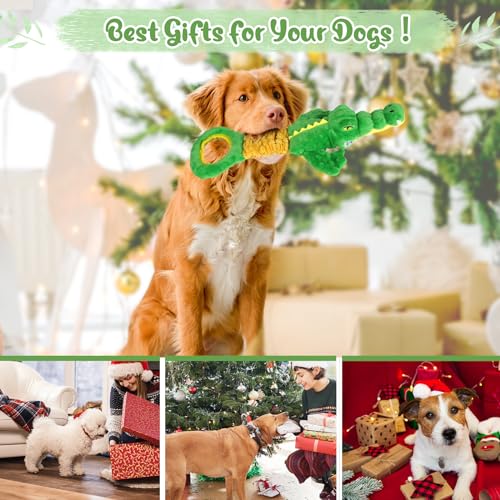 Image of Large Dog Toys, Plush Squeaky Dog Toy with Crinkle Paper and Tug of War Handle, Interactive Puppy Toys for Small, Medium and Large Dogs