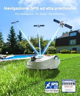 YARDCARE M800Plus Robot Tagliaerba Senza Filo Perimetrale, Posizionamento GPS + 3D Visione, Robot Tosaerba, Modalità di Taglio a U,800 m²,Ricarica Automatica, App, Rilevamento di 150 Ostacoli