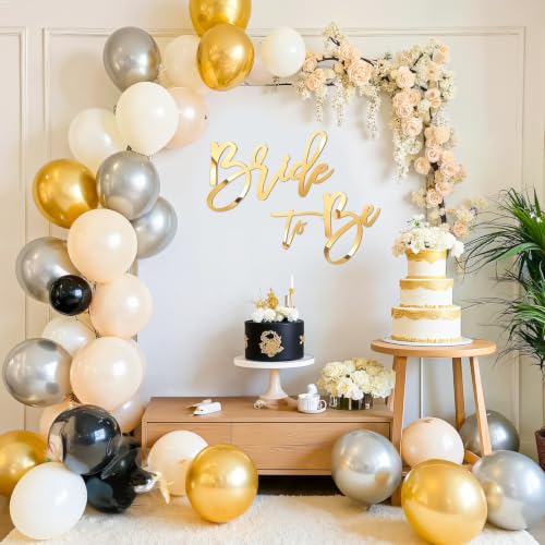 Image of Acrylic Bride to Be Sign, Mirrored Letters for Bridal Shower Backdrop Balloon Arch, Bachelorette Party Decorations, Bridal Engagement Wedding - Gold