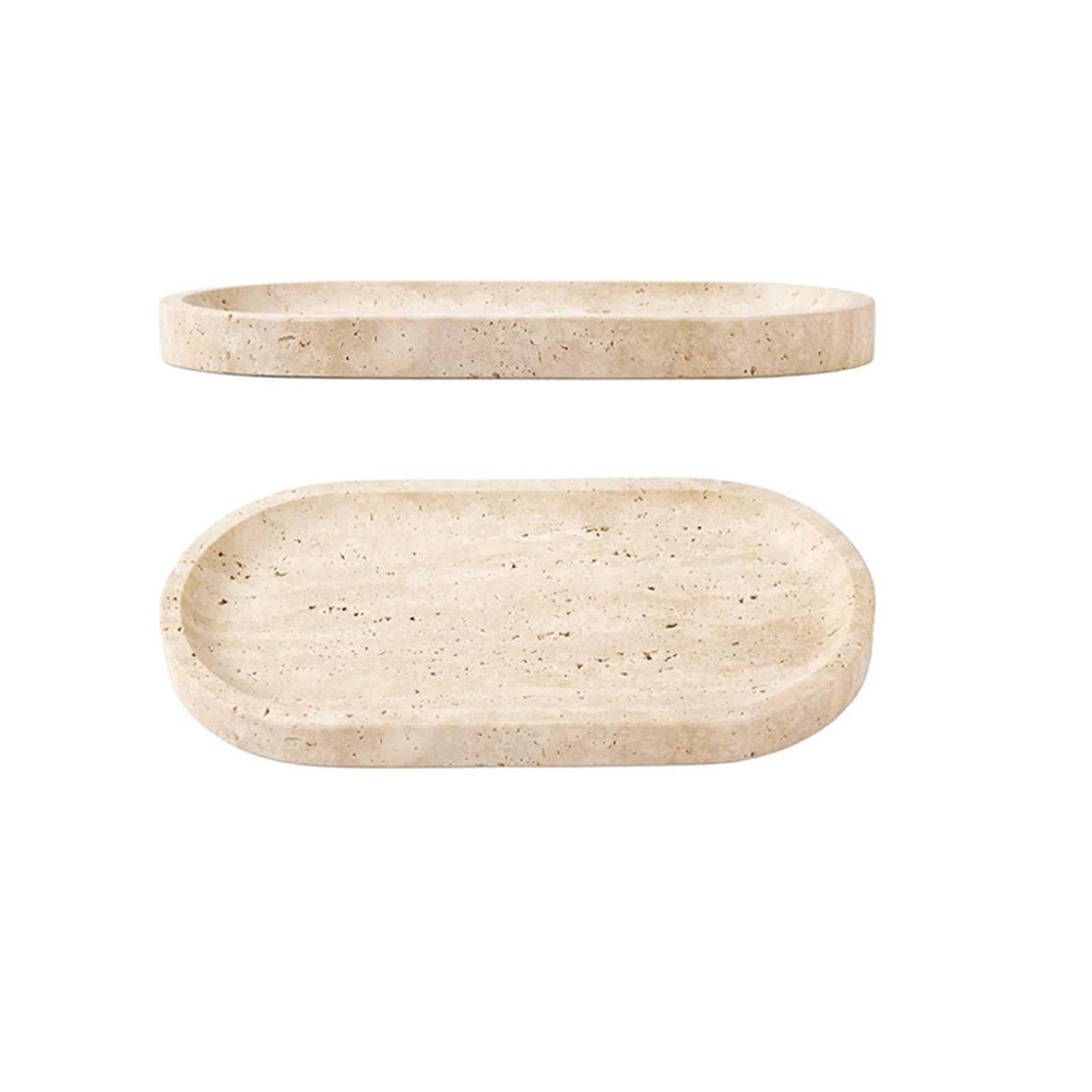 Bathroom Stone Tray Decorative Travertine Tray for Bathroom Vanity Kitchen Table Vintage for Jewelry Cosmetics Perfume Trinket Roon Decoration(25x12x2.0cm)