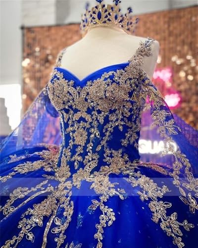 Gold Lace Applique Quinceanera Dresses 2 Piece Detachable Ball Gowns with Cap Sweet 15 Girls 20253
