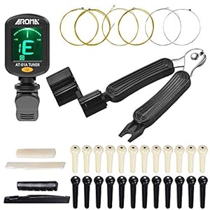 MOREYES Akoestische gitaarsnaren Bridge Pins Gitaarzadelmoer Tuner en Pin Puller snaren Winder Stings Clipper 3-in-1…