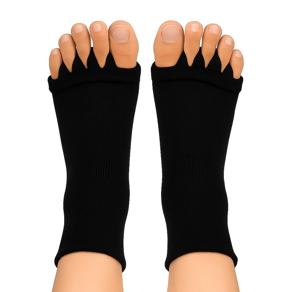 Foot Alignment Socks for Men & Women – Toe Separator Socks for Foot Pain Relief, Ortho Socks for Improved Circulation & Posture – Relieves Heel, Ankle & Back Pain Naturally (Black)-image-42