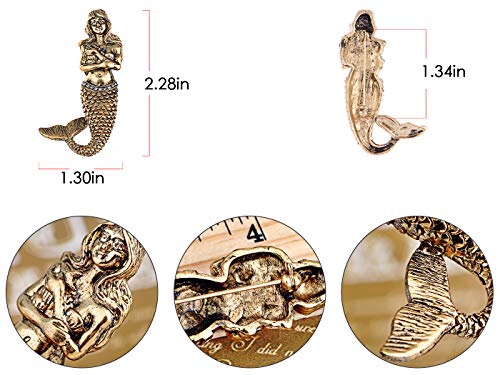 Image of Alilang Golden Tone Vintage Fantasy Mermaid Siren Princess Fish Tail Brooch Pin