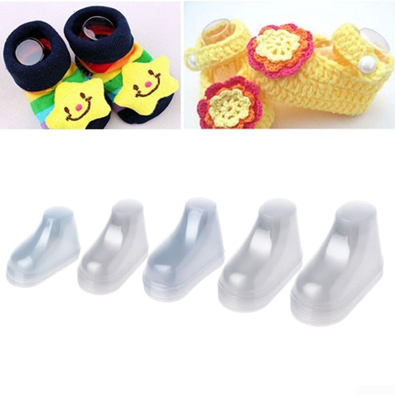 Clear Plastic Baby Feet Displays 10 Pack PVC Booties for Shoe Showcasing (10pcs 10.5cm)