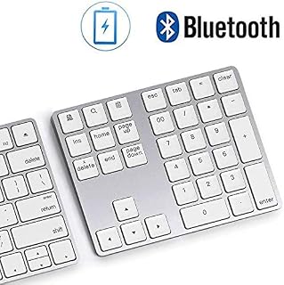 Bluetooth Number Pad, Lekvey Aluminum Rechargeable Wireless Numeric Keypad Slim 34-Keys External Numpad
