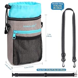VIVAGLORY Dog Training Treat Pouch, 4Ways to Wear Dog Treat Bags, Built in Dog Waste Bag Dispenser Treats Training Bags with Reflective Adjustable Shoulder Strap, Heather Khaki VIVAGLORY Dog Training Treat Pouch, 4Ways to Wear Dog Treat Bags, Built in Dog Waste Bag Dispenser Treats Training Bags with Reflective Adjustable Shoulder Strap, Heather Khaki