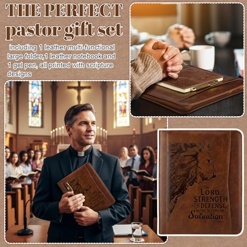 Fuyoooo 3 Pcs Lion Pastor Style Bible Verse Leather Portfolio Notebook Pens by Fuyoooo - Used condition - Image 6