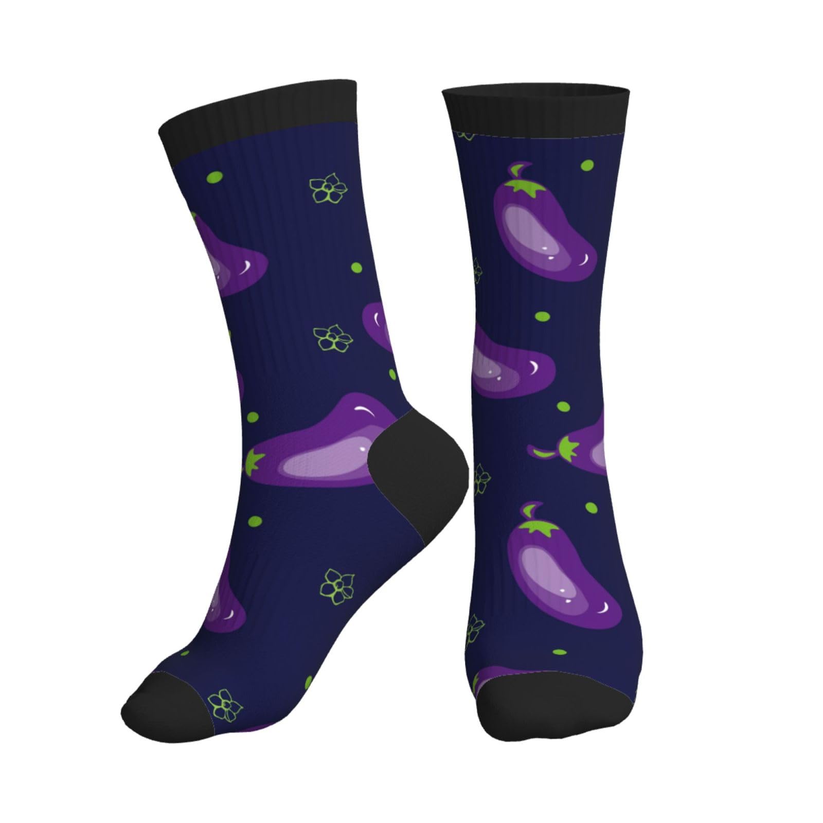 Disnimoo Unisex 3 Black Eggplant Crew Socks For Women Men Athletic - Comfort Soft Mid Calf Sole Running Socks