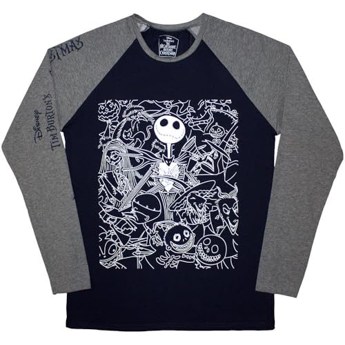T-shirt Jack Skellington raglan manches longues haut vêtement gothique streetwear pour homme et femme
