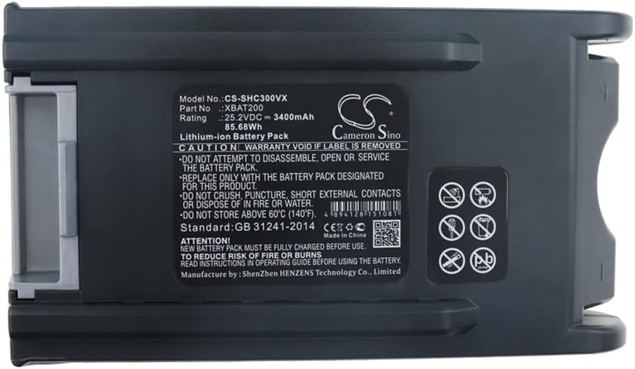 Cameron Sino New 3400mAh Replacement Battery Fit for Shark F30, IC200C, IR100C, IR101, IR101C, IR141, IR141WBKT, IR142, IR70, S1, S2, S6, S9, UF280, X30 XBAT200, XBAT200EU