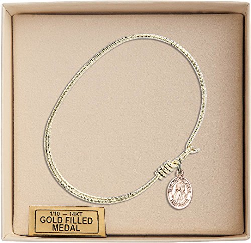 Oval Eye Hook Bangle Bracelet w/St. Jeanne Jugan in Gold-Filled3