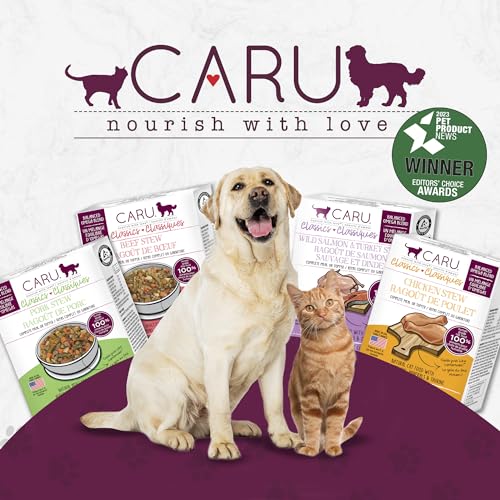 Image of Caru Classics Beef Stew for Dogs - Healthy Wet Dog Food or Food Topper - Balanced Omega Blend - 12 oz Cartons - Pack of 4