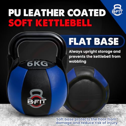 Image of B Fit PU Leather Premium Soft Kettlebell with Handle for Weightlifting, Conditioning, Strength and core Training (6 Kg)