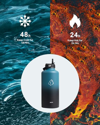 Half Gallon Stainless Steel Water Bottle with Straw Lid and Flex Cap, 87oz Modern Double Vacuum Stainless Steel Water Flask, Cold for 48 Hrs Hot for 24 Hrs Simple Thermo Canteen Mug,Indigo Crush 4 Half Gallon Stainless Steel Water Bottle with Straw Lid and Flex Cap, 87oz Modern Double Vacuum Stainless Steel Water Flask, Cold for 48 Hrs Hot for 24 Hrs Simple Thermo Canteen Mug,Indigo Crush - Image 2