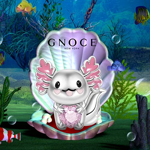 Image of GNOCE Embraces Heart Gemstone Bead Charms 925 Sterling Silver Rabbit Horse Triceratops Snake Monkey Cat Platypus Sloth Bear Pig Yak Ghost Matryoshka Doll Jewelry Gift for Women
