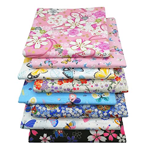 和風 パッチワーク布 8枚セット 綿100% 生地 花柄 桜 蝶々 動物プリント 可愛い カットクロス 手芸用 はぎれセット DIY 裁縫 ハンドメイド 手芸素材 40x50cm