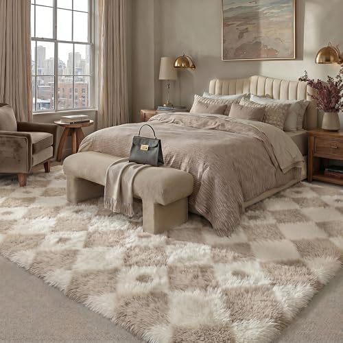 Tapete decorativo 8x10 beige puro mullido miniatura 3