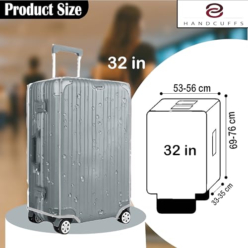 Image of Handcuffs PVC Transparent Luggage Trolley Waterproof Cover|Dust Proof Suitcase & Trolley Bag Cover - 32 Inches