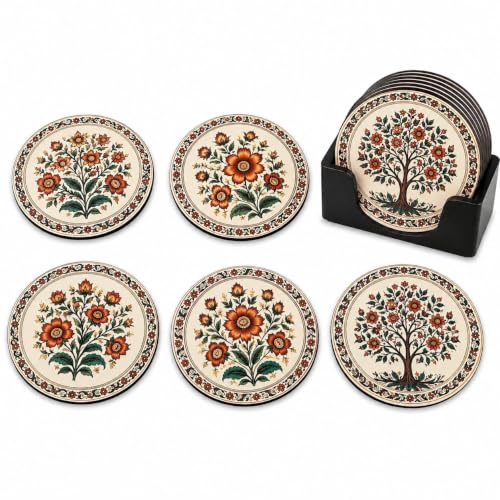 Image of Zesta Coasters for Cups Set of 6 / Wooden Coasters for Bar Accessories for Home /Tea Coaster Set of 6 / Waterproof Dining Table Decor Glass Cover