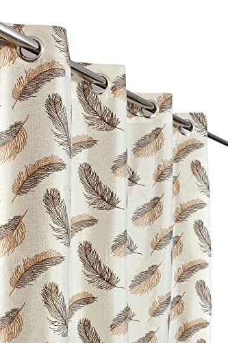 Image of DEVSANG Polyester (2 Print and 1 Solid) Grommet Curtains for Door 7 Feet Long Set of 3, Brown(Fade Resistant;Lightweight;Made in India) - Light-Filtering