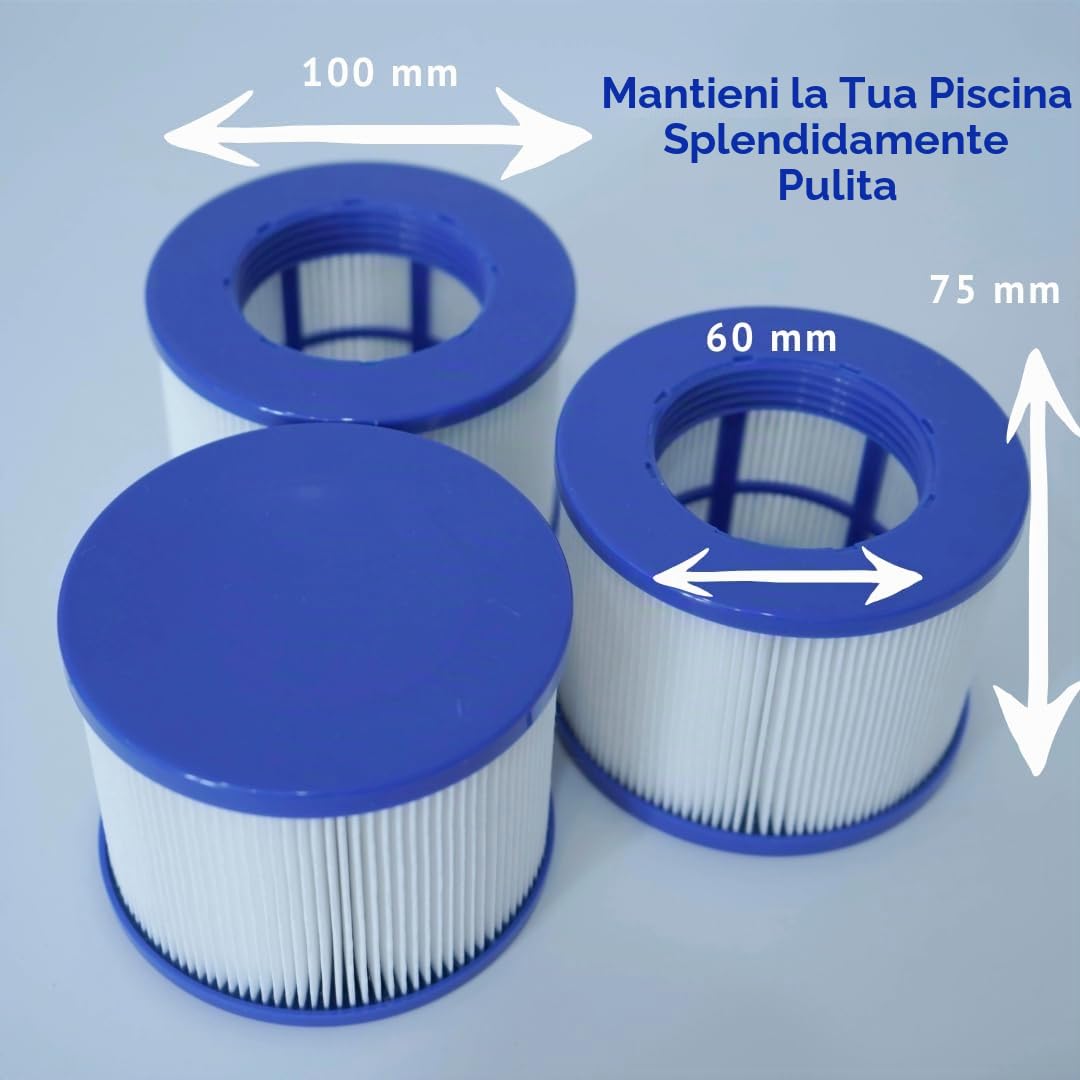 GAJA Set di filtri 2 in 1 per spa gonfiabili, Infinite Spa, 6 cartucce filtranti e 2 reti di protezione per Clever Spa e filtro Whirlpool Accessori Spa filtri di ricambio per piscine gonfiabili
