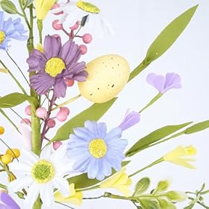 196 artificial easter floral picks and sprays decorations 4 stems fake silk daisy easter flowers with eggs faux floral arrangements for table centerpieces home celebration  urban country home decor