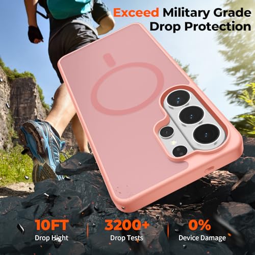 Image of SUPFINE Magnetic for Samsung Galaxy S26 Ultra Case with Screen Protector, (Built-in Magnets) (Military Grade Drop Protection) Slim Translucent Shockproof Phone Case,Light Pink