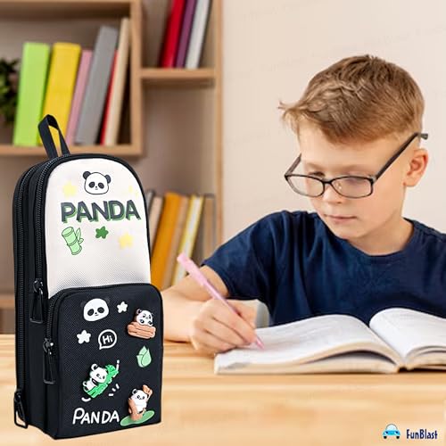 Image of FunBlast Pencil Pouch for Kids, Girls - Panda Large Capacity Multipurpose Stationery Zipper Pouch for Kids & Adults, Kawaii Aesthetic Pencil Case Organizer, Cute School Supply Bag
