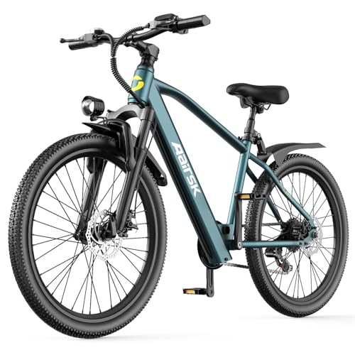 Aairsk E Bike Mountainbike, 26 Zoll, 36V 10Ah/13Ah (468Wh) Abnehmbarer Akku, Motor 250W 42Nm, 100 km Reichweite, MTB Ebike für Herren/Damen (26inch GT300, Cyan)