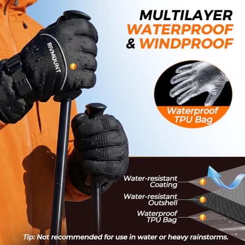 Image of rivmount Winter Waterproof Ski Snow Warm Gloves for Women Men, Windproof Cold Weather Thermal with Touchscreen Fingers, for Running Driving Cycling Hiking Biking Outdoor Sports Daily Work