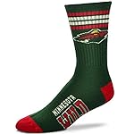 For Bare Feet NHL Minnesota Wild 4 Stripe Deuce Crew Sock Team Color MEDIUM