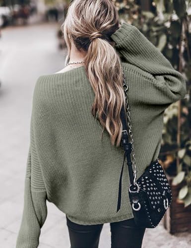 Image of Womens Oversized Sweaters Loose Solid Casual Long Sleeve Mock Neck Knitted Jumper Tops