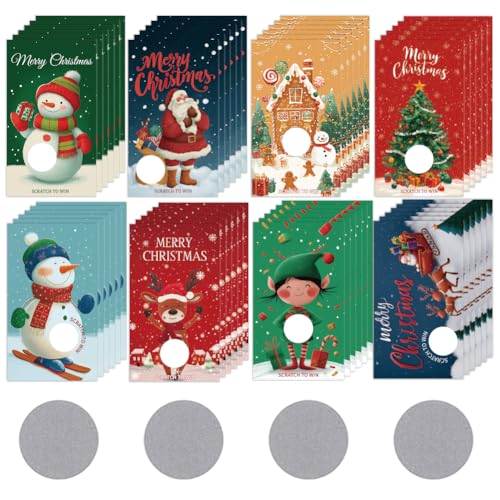 Carte à gratter de Noël vierge et personnalisable en lot de 240 avec autocollant