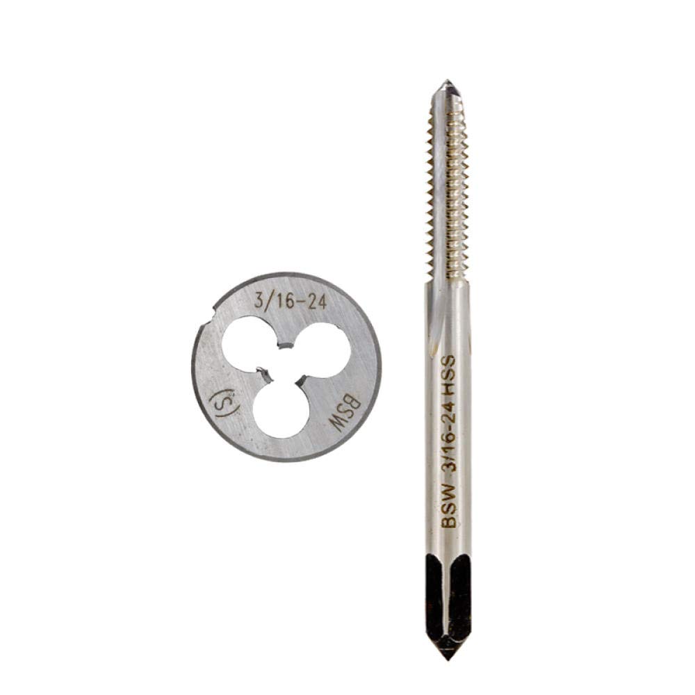 Set di Maschi per Filettatura e filiere tonde 2 Pezzi BSW 5/32-32 3/16-24 1/4-20 5/16-18 1/2-12 5/8-11 Maschio HSS Punta per Trapano per Maschi a Vite - 2 Pezzi 3l16-24