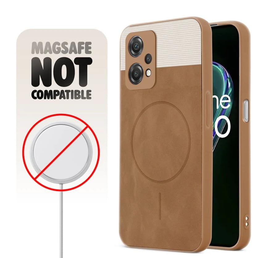 Image of Bintage CASE Dual-Leather Mac Safe Design Phone Case| Soft Touch Finish | Full Camera Protectection Back Cover Compatible for OnePlus Nord CE2 Lite 5G - White & Nut Brown