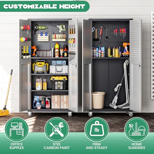 Image of Garage Cabinet System | Heavy Duty Steel All-in-One Modular Garage Cabinet Set for Ultimate Workshop Organization | Easy Assembly Garage Storage Cabinets & Tool Bench