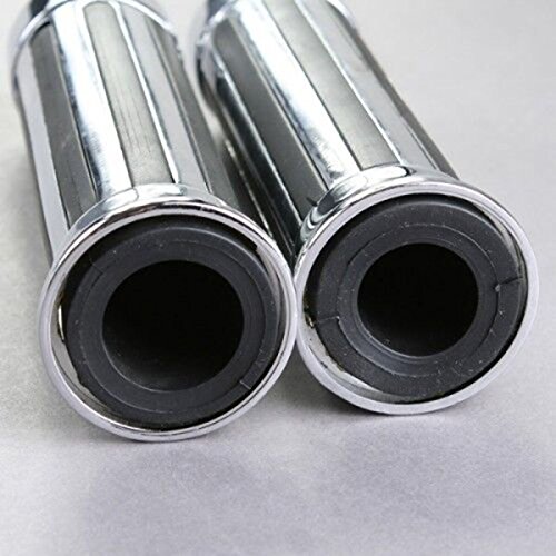 Tswne 1'' Skull Chrome Rubber Hand Grip Motorcycle Handle Bar #TOP3