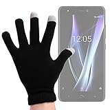 DURAGADGET Guantes Negros para Pantalla Táctil para Smartphone BQ Aquaris X | X Pro - ¡Ideales para El Invierno! - Talla Mediana