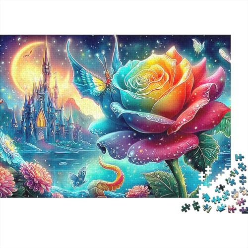 Puzzle de rosa azul de fantasía: 1000 piezas de relajación y bonita decoración para ti