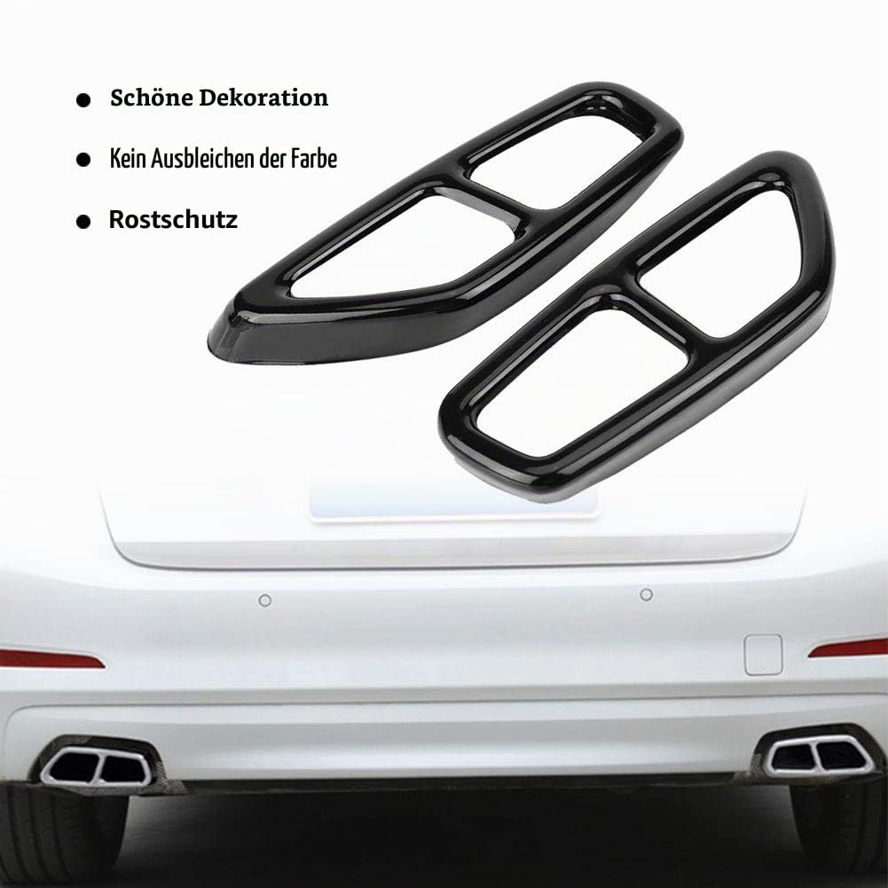 2 Stücke Auto Edelstahl Schwarz Auspuff Endrohr Abdeckung Trim für 5 Serie G30 2017-2018