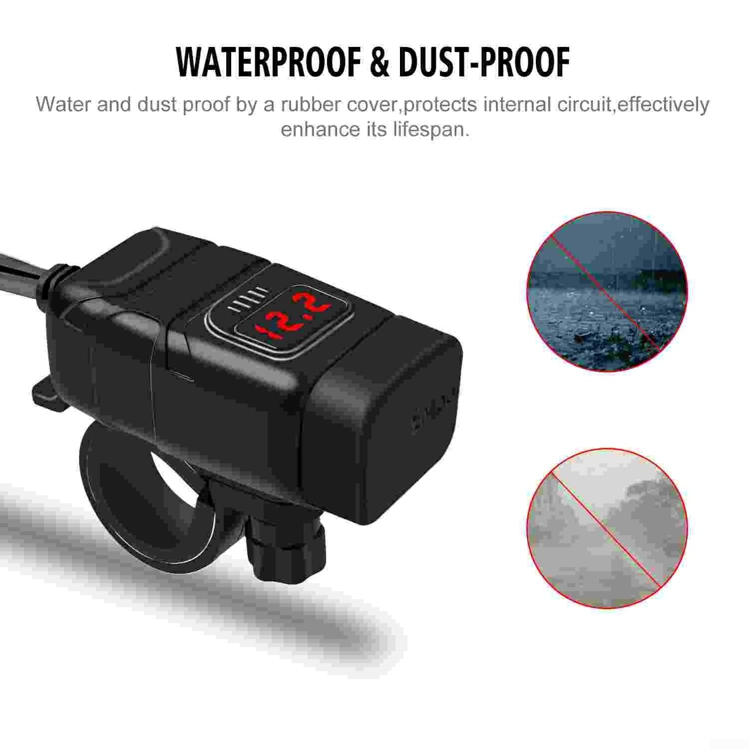 Ładowarka motocyklowa USB wodoodporna IP66 z szybkim ładowaniem PD3.0 do qc3.0 Gniazdo kierownicy 12 V-24 V do smartfona GPS (niebieski)
