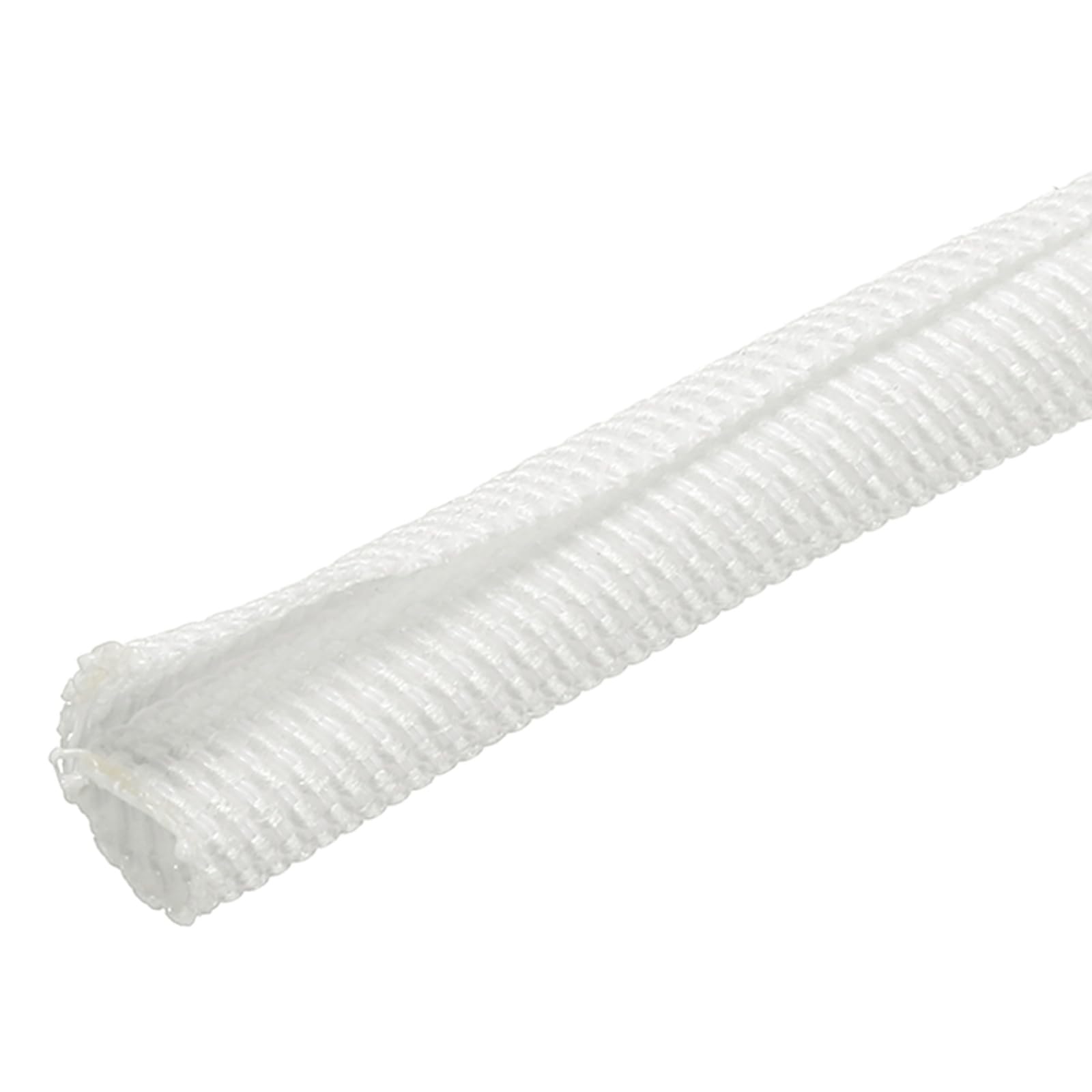 sourcing map Braided Wire Loom, 39ft(12 m) - 1/8"(3mm) Wire Split Braided Cable Management Sleeve Automotive Woven Mesh Split Loom Tubing for Multi-Cable Management, White